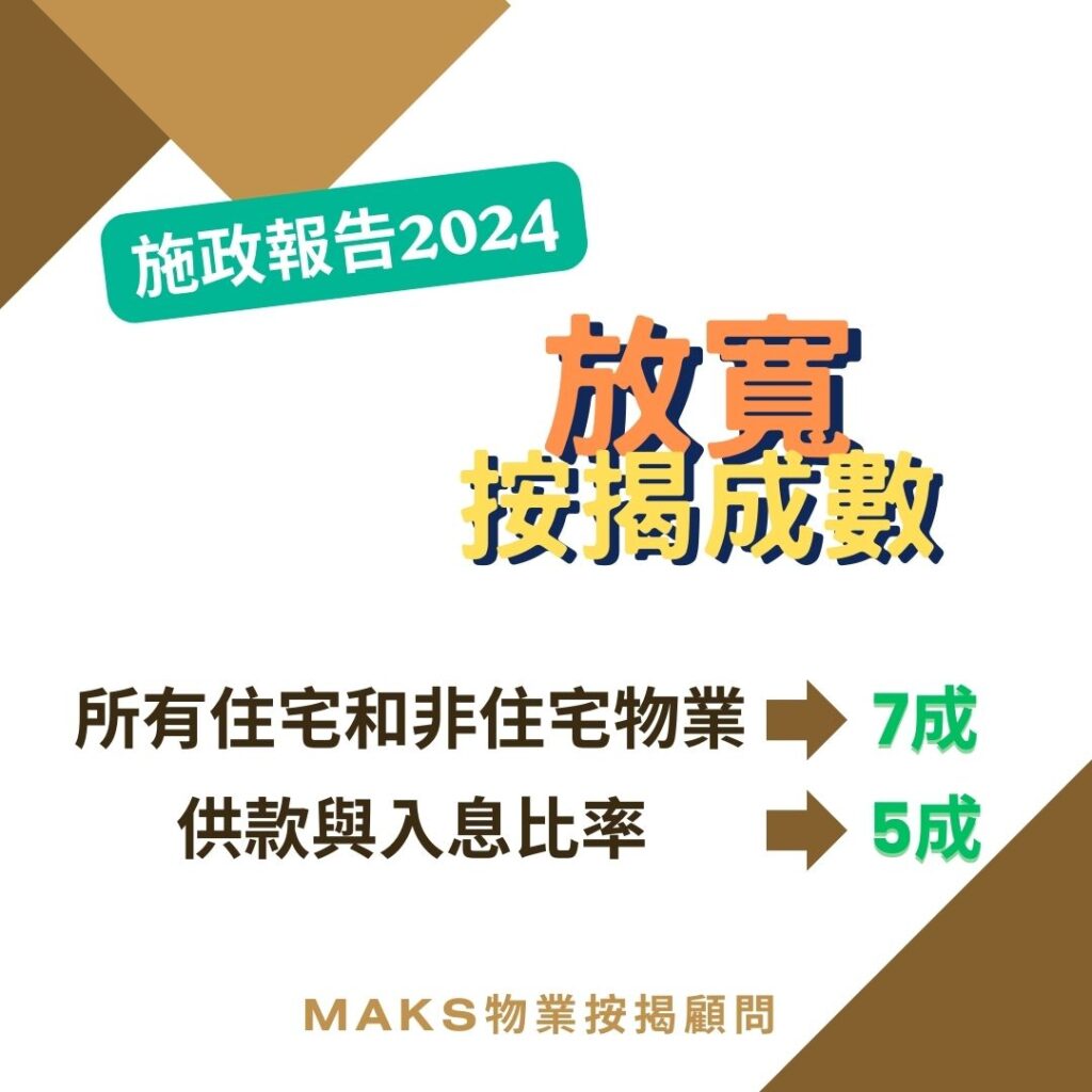 2024 施政報告 . 放寬按揭成數，有好處?