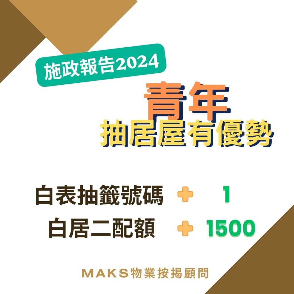 2024 施政報告 . 青年抽居屋新優勢